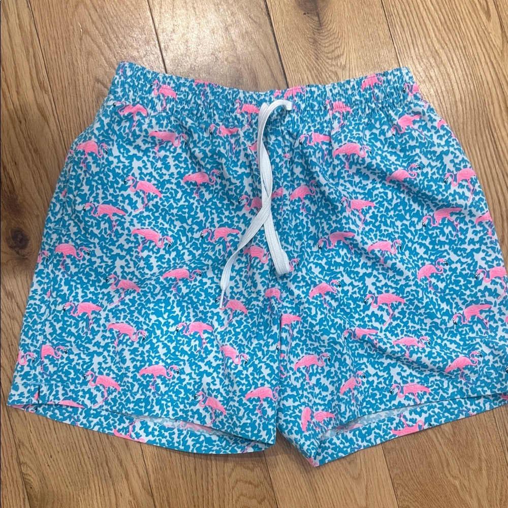 Men’s Chubbies Blue and Pink Patterned Swim Shorts Size Medium Inseam 5.5  NWOT